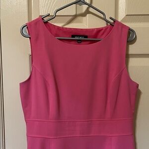 Nine West Bright Pink Sleeveless Sheath Midi Dress